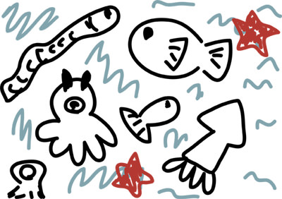 Adobe ideasで描いた魚たち?