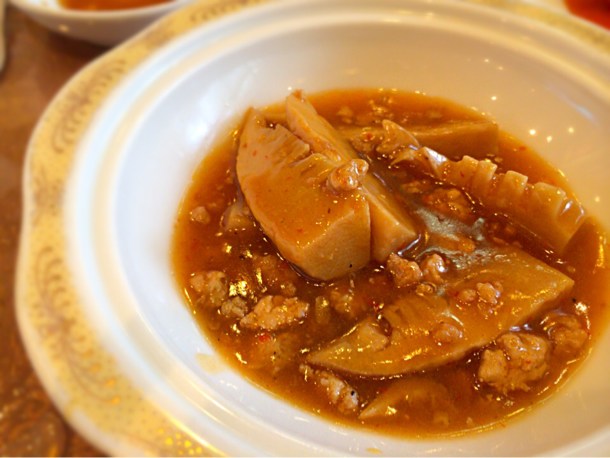 竹の子とひき肉の醤油炒め