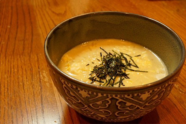 温泉湯豆腐のスープで作った雑炊