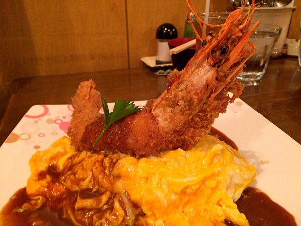 ジャンボ海老フライオムライス
