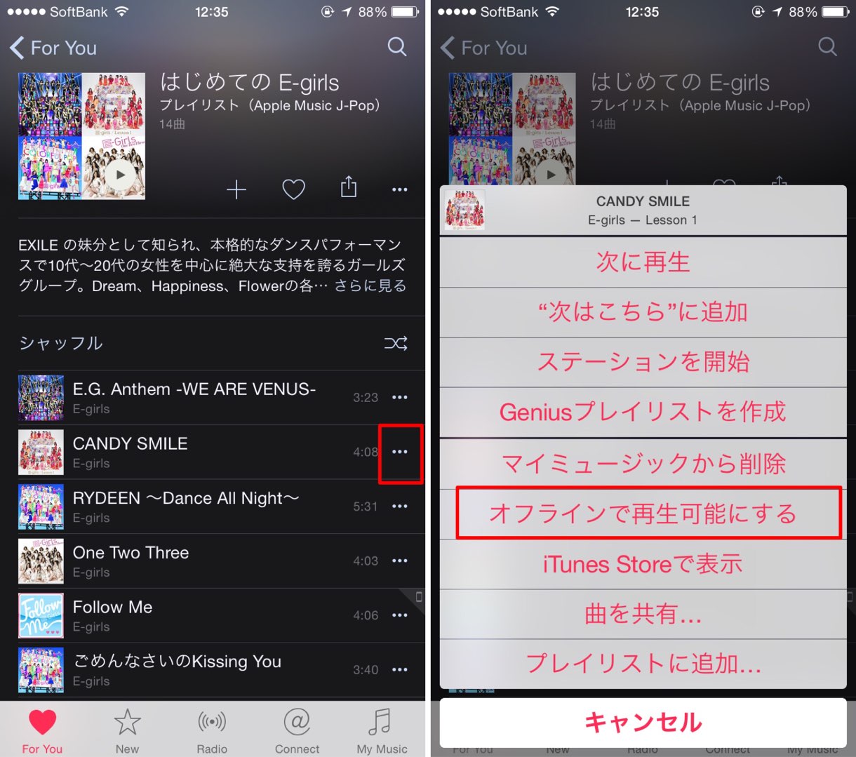 オフラインで再生可能にする