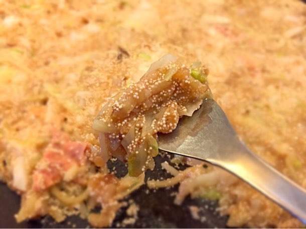 もち明太もんじゃ焼きいただきます!