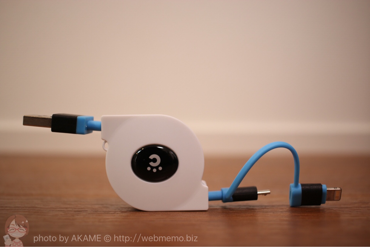 cheero 2in1 Retractable USB Cable with Lightning & micro USB 外観