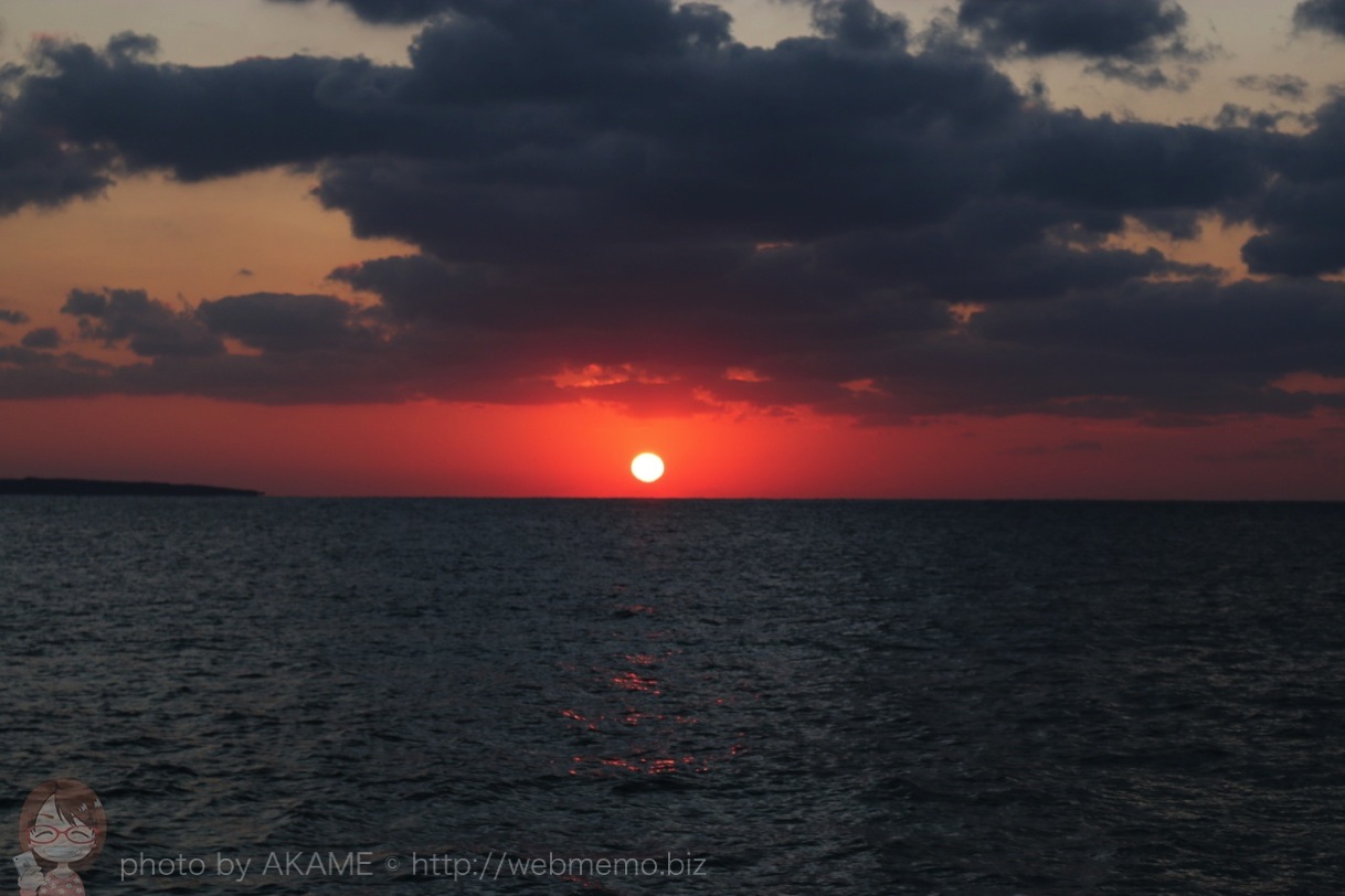 海まで残りわずかになった夕日