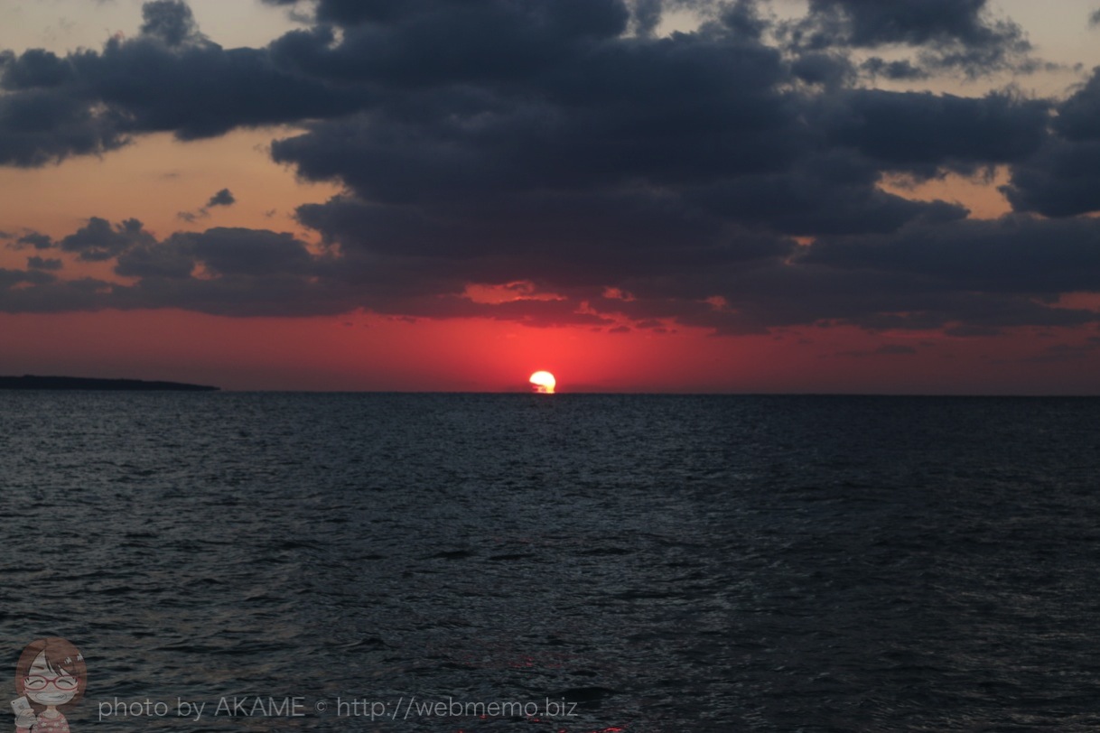 水平線に消えていく夕日