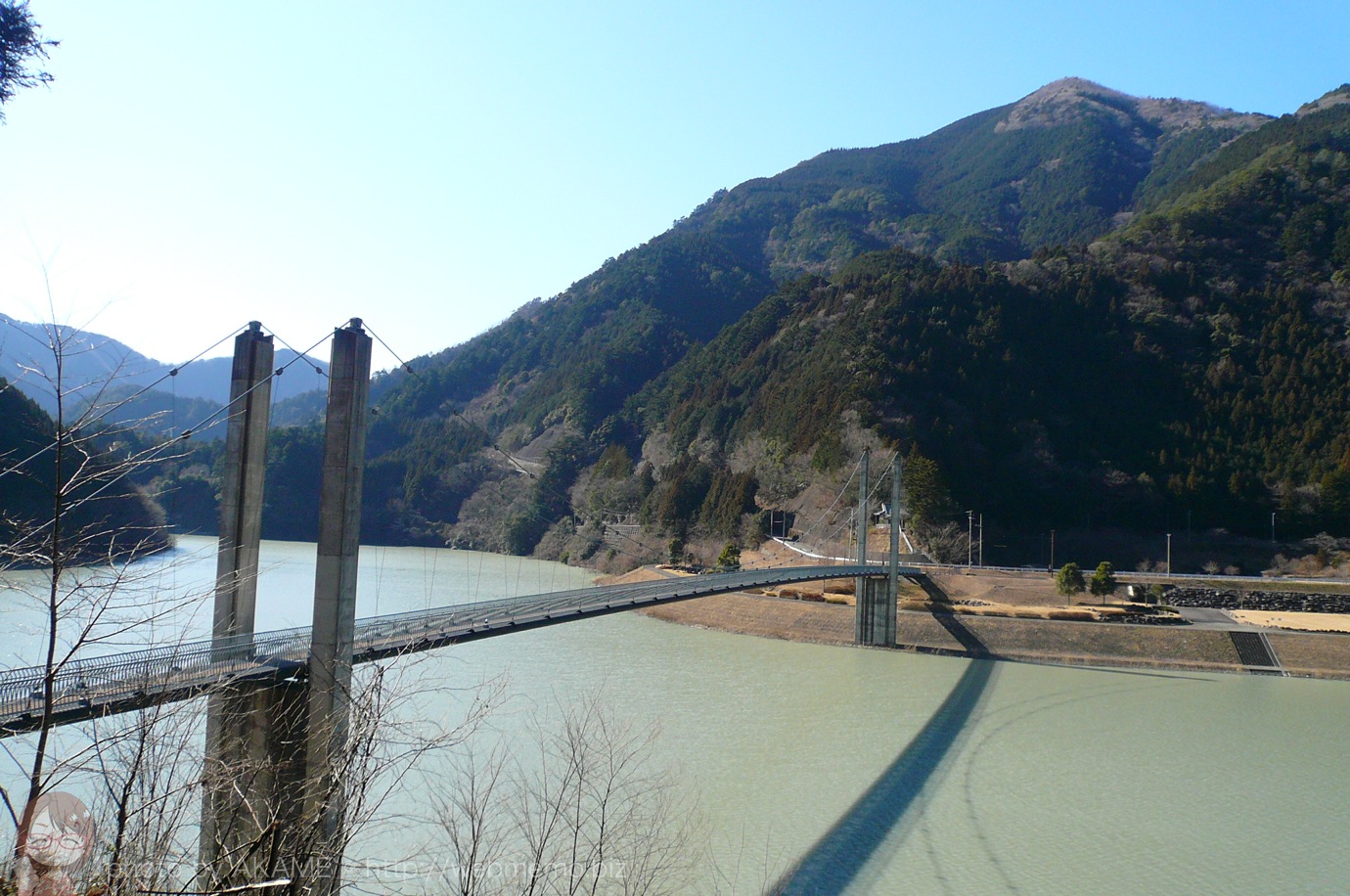 栃の木橋から見える南アルプス接岨大吊橋