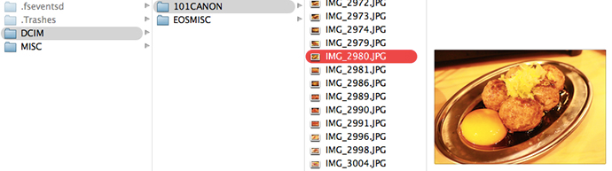 カード内に入っていたこちらのIMG_2980.jpgの月見つくねの写真を削除