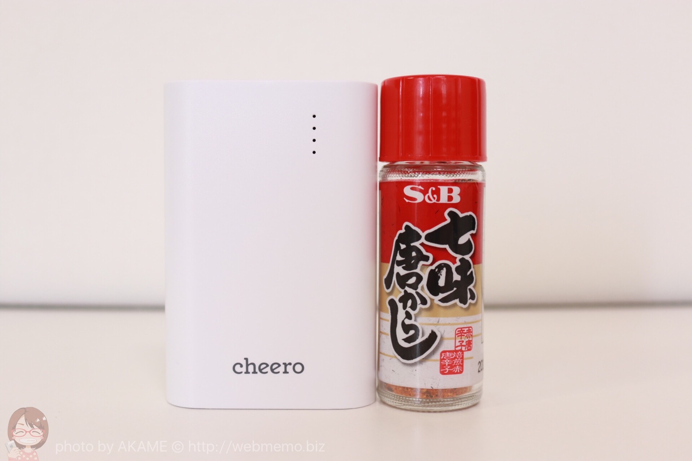 cheero Power Plus 3 と七味の高さ比較