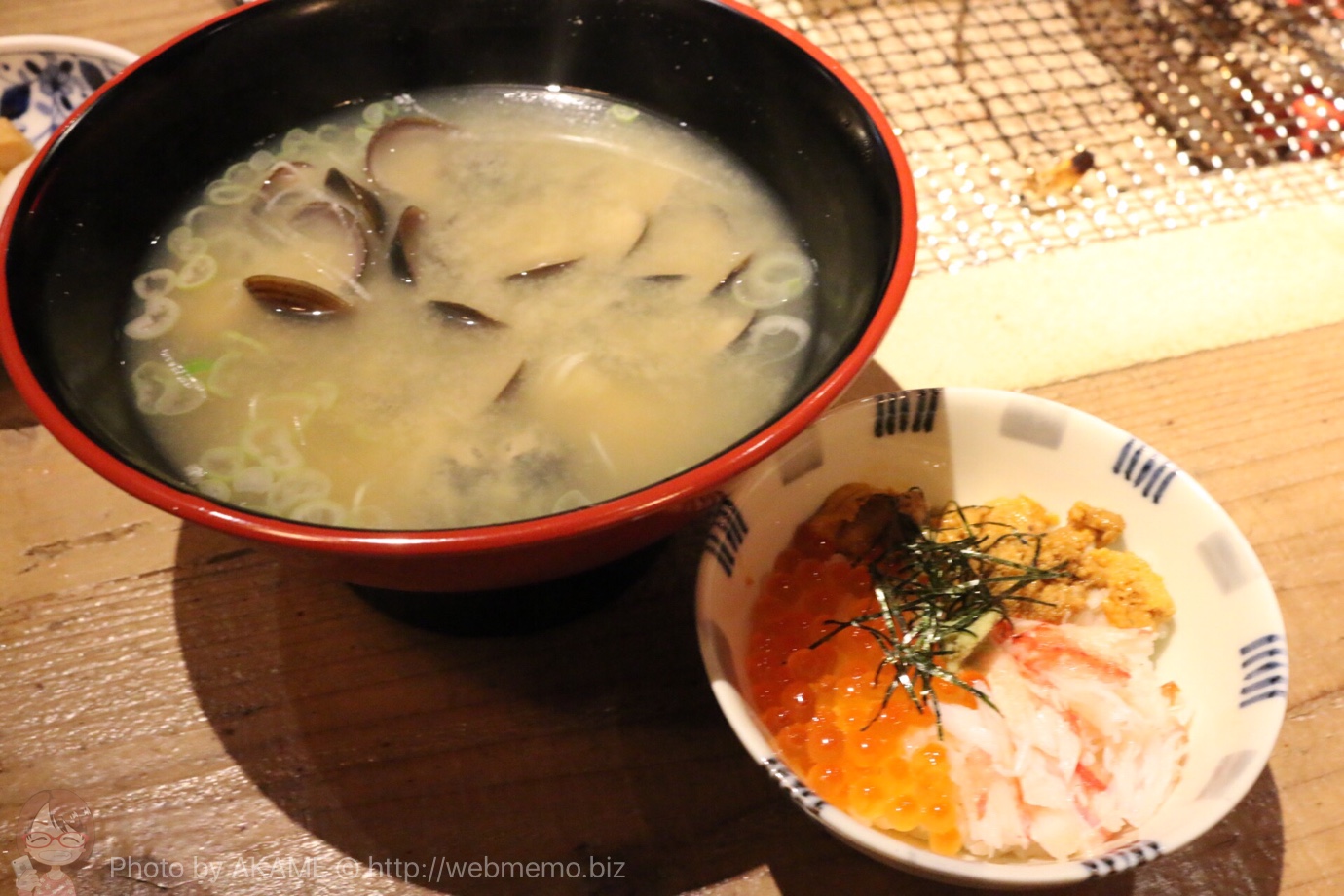 三大スター丼と貝汁