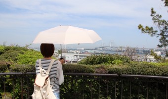 荷物が濡れない軸をずらした新発想な折りたたみ傘「Sharely」が便利!