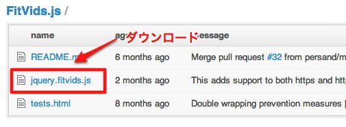 「jquery.fitvids.js」をクリック
