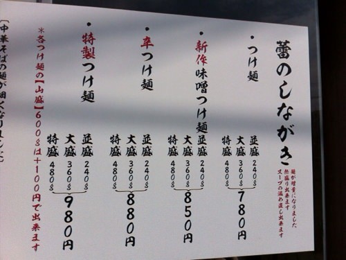 メニューらしき看板