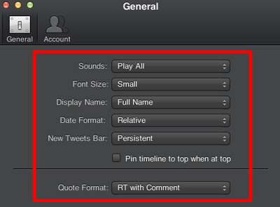 「General」でTweetbot全体に関する設定 「General」でTweetbot全体に関する設定